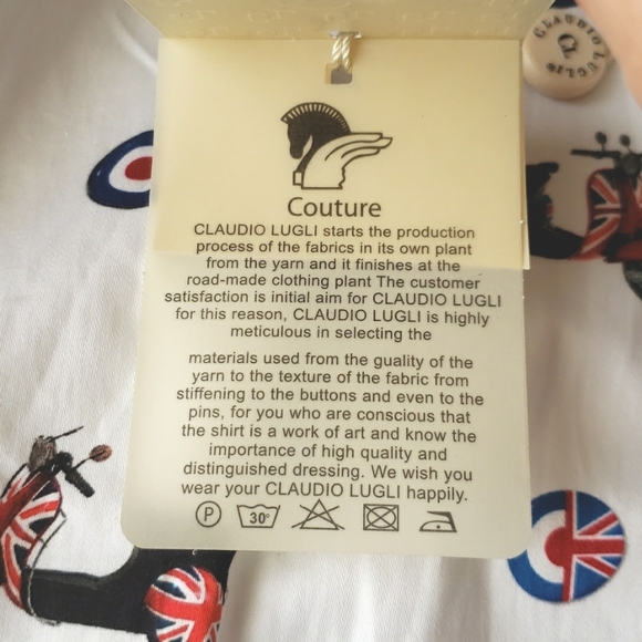 Claudio Lugli Couture Mod Vespa Print Shirt S NWT - Picture 6 of 14